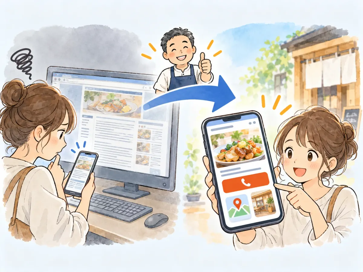 パソコン向けの古いホームページが、スマホで読みやすいページに生まれ変わる